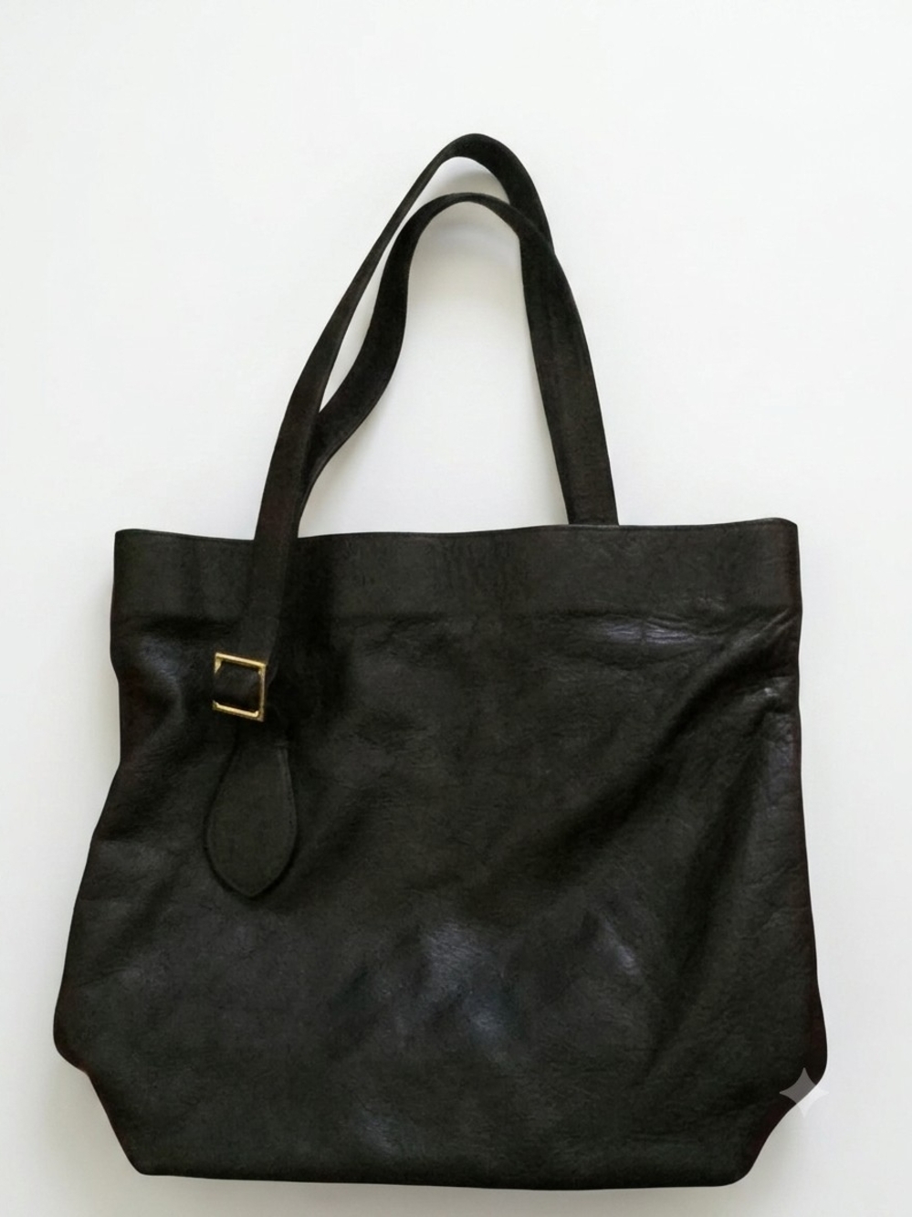 David Samuel Menkes Classic Black Leather Tote with Gold Accent